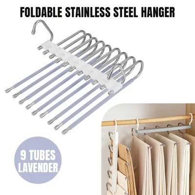 🇸🇬 Space-saving hanger Anti Slip HangerStainless steel 5-layer clothes rack closet organizer Magic HangersPants Hang