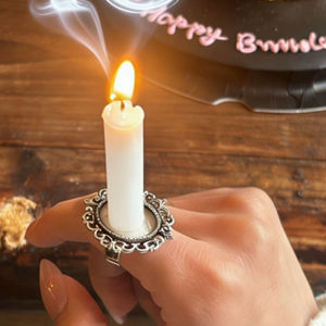 Creative Combustible Candles Rings Oval Gemstone Base Holder Birthday Ring Gifts Surprising Birthday Decorations for Friends h260702