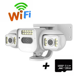 Three-lens CCTV mobile phone remote camera Wireless WiFi outdoor waterproof multi-screen Human Tracking Two-way Audio