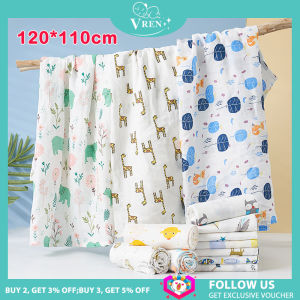 Chăn Quấn Trẻ Em Hai Lớp Vải Muslin 100% Cotton Thiết Kế In Họa Tiết VREN 120X110CM Cho Trẻ Sơ Sinh