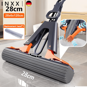 INXX Floor Mop For Floor Mop With squeezer heavy duty cleaning floor lazy squeeze sponge mop sale Self-squeezing without Hand Washing Bathroom Kitchen Cleaning Tool