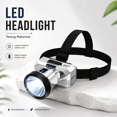 FASHION518 - Senter Cas Kepala LED Headlamp Mini 3 Mode Waterproof Rechargeable ST 102