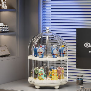 Transparent figurine storage box Dustproof stackable toy display case rotatable bedside decoration