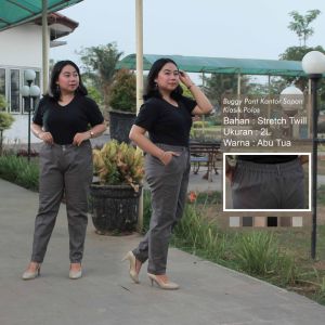 Putri Nasya Celana BigSize Sopan Panjang / Celana OverSize Bahan Katun Formal Kerja Kantor / Celana Bagggy Pants Jumbo Cream Moca Capucino Hitam Abu Navy Army / Celana Panjang Basic Slimfit