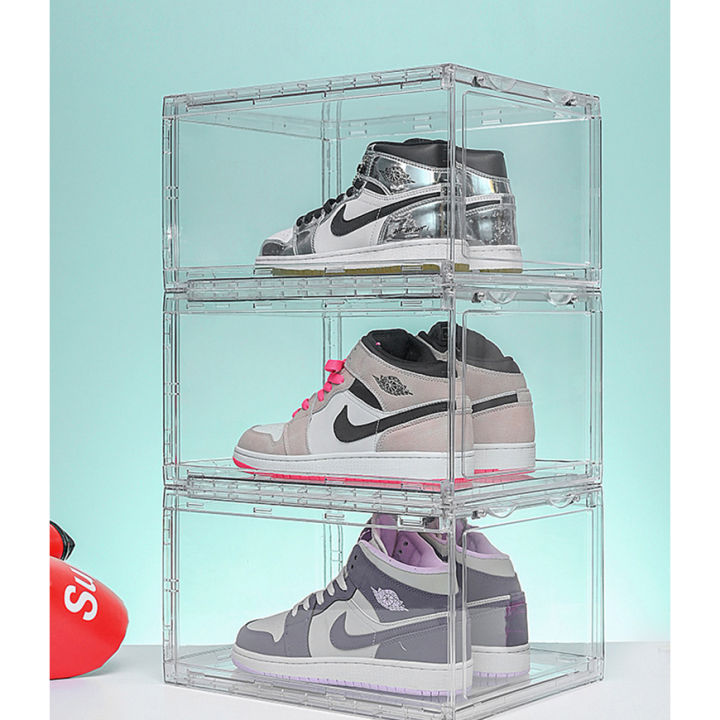 Magnetic Front Drop Acrylic Shoe Box Crystal Clear Magnetic Acrylic ...