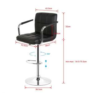 2PCS Bar Chairs With Armrests Lifestyle Person Air Lift Adjustable High Chair Bar Counter Faux Leather / Bar chairs Bar stool Chair Stool Bar Chair Bar Counter Chair Stainless steel base Faux leather