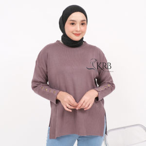 KRB Blouse Inara Kancing Aktif Outer Sweater Rajut Atasan Wanita Basic Hitam