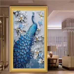 Wallpaper Burung 3D  Wallpaper Custom Burung Merak Besar  Wallpaper dinding burung merak 3d  stiker dinding burung merak 3d
