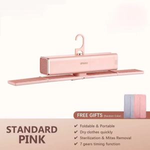 URINGO Clothes close  drying rack  foldable clothes drying rack dryer sheetShoe dryer quick-Drying Clothes Sterilization foldable clothes hanger干衣机 烘幹機 upgrade pink 7-SPEED TIMING
