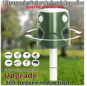 💖READY STOCK💖360 Degree Ultrasonic Solar Animal Repeller Outdoor Tri-face Sonic Bird Cat Dog Deer Bear Solar Deterrent