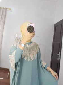 Kafftan wanita terbaru  kaftan lebaran modern kaftan motif daun kekinian kaftan party pestan