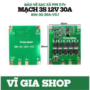 Mạch Bảo Vệ Pin Lithium BMS 3S 12V 30A Có Cân Bằng Sạc - IC Thông Minh Chống Ngắn Mạch Cho Pin Máy Khoan Loa Bluetooth - Vĩ Gia Shop