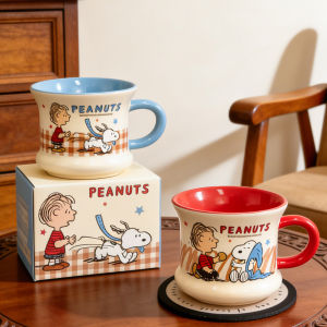 New 310Ml Cute Cartoon Snoopy Colorful Ceramic Box Set Mug Heatable Beautiful Home Office Coffee Milk Water Kid Birthday Gift2026