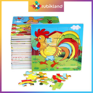 [16 Mảnh] Đồ Chơi Xếp Hình Puzzle Tranh Ghép Hình Loại Lớn In Hình Ngộ Nghĩnh Bằng Gỗ Đồ Chơi Trẻ Em