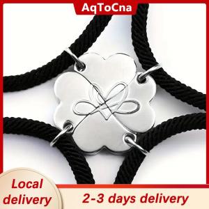 [COD] AqToCna Ship within 24 hours Four-leaf Clover Magnetic Best Friendship Bracelets For 4pcs Women Men Magnet Heart Best Friend Forever Good Luck Bracelet Gift