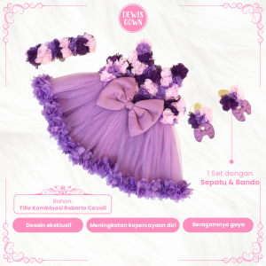 Baju Pesta Anak Perempuan Lilac 2 Warna 0 Sampai 7 Tahun Dress Gamis Gaun Bahan Tille