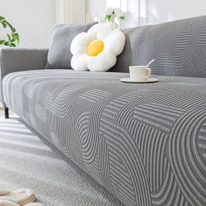 Elastic Sofa Cover Full Package Non Slip Jacquard velvet Sofa Cover Four Seasons Universal Solid Color Sofa Protector Set Stretchable I Shape L Type Sala Set Couch 1/2/3/4 Seater