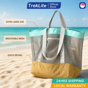 [SG] Large Mesh Beach Tote Bag Foldable Travel Bag Lightweight Shopping Bag Vacation Pool Beach