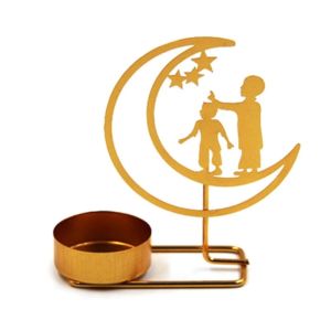ERMINE Unique Moon Candle Holder Iron Art Light Luxury Metal Golden Candlestick Romantic Elegant Aromatherapy Tray Bedroom
