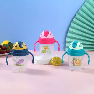 Botol Minum Anak Sekolah Karakter 2 Pegangan Plus Tali Tutup Sedotan dan Tali Panjang BPA FREE