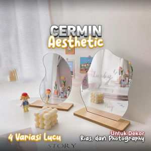 Cermin Aesthetic / Cermin Abstrak untuk Dekorasi Ruangan Unik & Modern – Wall Mirror Model Haruki Hiraku dan Riku by inibingkai