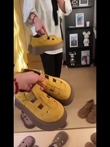 [Free Shipping] Thick-Soled WomenS 2025 Spring And Summer New Collection: Comfortable Stylish And Versatile Closed-Toe Sandals For Petite Women Designed To Add Height