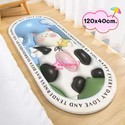 พรมเช็ดเท้าแบบยาว 120x40cm มินิมอล พรมข้างเตียง พรมปูพื้น พรมลาย3D พรมห้องนอน พรมแต่งห้อง พรมแต่งบ้าน พื้นกันลื่น ซับน้ำดี พรมการ์ตูน ไนซ์ไนท์