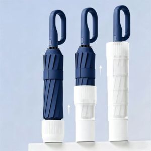 DAWEIF Ergonomic Handle Automatic Umbrella with Waterproof Cover Sturdy Ribs Folding Umbrella Durable Wind-Resistant Anti-UV Umbrella
