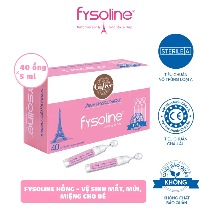 Nước Muối Sinh Lý Đẳng Trương Pháp FYSOLINE 40 Ống x 5ml Vệ Sinh Mắt, Mũi, Miệng Cho Bé