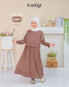 Dress baju harian anak perempuan simpel nyaman bahan katun rayon twil comfy / pakaian anak perempuan katun polos tebal