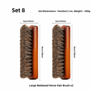 ZHUWNANA ขนแปรงนุ่ม แปรงรองเท้าขนม้า ด้ามยาว ด้ามไม้ ตัวขัดเงา หลายฟังก์ชัน แปรงดูแลรองเท้าบู๊ต ขัดรองเท้า
