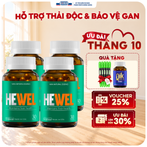 [Tặng Qik Hair For Men 15v] Combo 4 Hộp 30v - Viên Uống Bảo Vệ Gan HEWEL Ecogreen Hỗ Trợ Tăng Khả Năng Thải Độc Gan hàng chính hãng made in USA