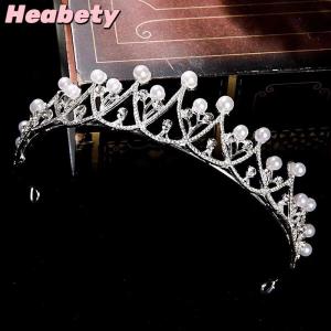 Heabety 2023 New Women Girls Silver Color Crown Headwear Korean Crystal Tiara Fashion Birthday Dress Rhinestone Crown Hair Accessories