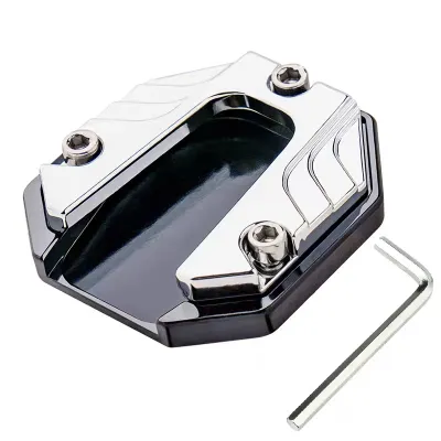 Universal Motorcycle Bike Kickstand Extender Pad Foot Side Stand Extension Support Plate Anti-Slip Design Grooved Texture