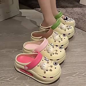 [Free Shipping] Fashionable EVA High-Heeled New Thick-Soled Perforated Sandals For Women Suitable For Outdoor Wear In Summer Odor-Resistant Beach High-Heeled Slippers