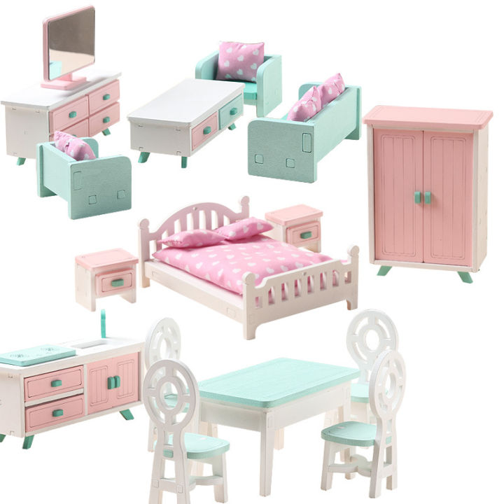 24 Pcs Miniature Doll House Furniture Play House Toys Wooden Mini ...