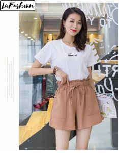 Women Summer New Slim Tooling Wide Leg Pants High Waist Casual Shorts