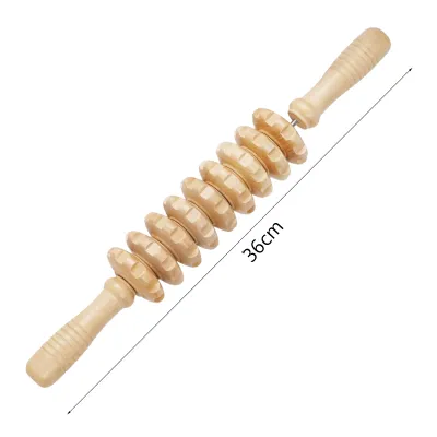 ร้านอยู่กทม.ไม้ลูกกลิ้งนวด 12 ล้อสําหรับนวดหลัง นวดกล้ามเนื้อ Wooden Massage Rollerนวดกดจุด