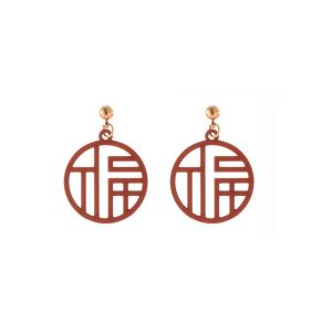 HUIHEYU Cute Chinese Style Blessing Congratulations Women Fashion Jewelry New Year Gift Earrings Dangle Earrings