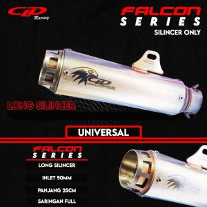 SILENCER SELENCER KNALPOT ONLY FALCON SERIES INLET 50 MM PANJANG 25CM FULL SARINGAN UNIVERSAL