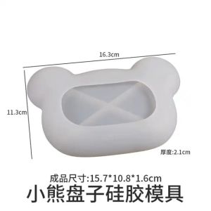 Cetakan Resin PIRING BEAR Bulat Bentuk Kepala Beruang Lingkaran Bulat Cekung Bahan Silikon Karet Silicone Elastis Lentur Silicon Anti lengket