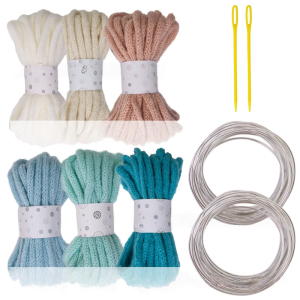 6 cuộn dây dây bện rỗng Nhiều màu 5.46 sân dài 7mm dây nhựa tổng hợp rộng để thủ công nghệ thuật và trang trí nhà