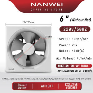 NANWEI Exhaust Fan 6" 8" 10" 12" inches Ceiling Standard Wall Home Exhaust Fan Kitchen /Room /Bathroom Energy Saving Ventilation Fan