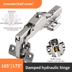 Durable 90° & 180° Hydraulic Cabinet Hinge with Damping Buffer - Manganese Steel Includes Screws (1 Piece)
