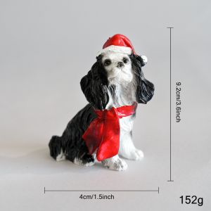K10SEQ Nhựa Tượng chó Thiết kế mũ ông già Noel Chó hoạt hình Đồ trang trí Giáng sinh Không khí lễ hội Đồ trang trí bàn Tiệc Giáng Sinh