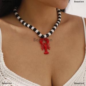 [COD] Beaution Fashion Lobster Bead Necklace Earrings Bohemia Handmade Beaded Jewelry Simple Pendant Necklace Women Beach Vacation Accessories