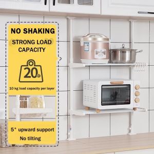 Telescopic Shelf Carbon Steel Frame Storage Basket Adjustable 2 Trays kitchen Organizer Shelf