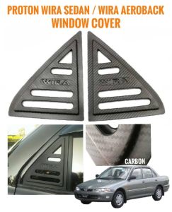 2PC Proton Wira Window Cover Carbon Car Mirror Cover Rear Triangle Window Cover Car Door Visor Sun Protector Sunshade Sunshield Car Accessories Aksesori Kereta Wira Sedan Wira Aeroback