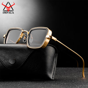 IMPALA QT110W Fashion Men Retro Steampunk Sunglasses Anti Glare Metal Frame UV Protective Sun Glasses for Male Female Driving Fishing Black Spectacles