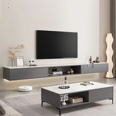 Kệ tivi treo tường IGA tiết kiệm diện tích 2 ngăn kéo vân gỗ sồi phong cách the nordic - GP303